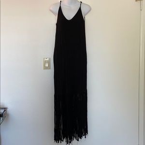 Monrow black fringe maxi dress